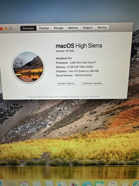 Laptop MacBook 15,4” - Intel Core i7, 8 GB RAM, 240 SSD.